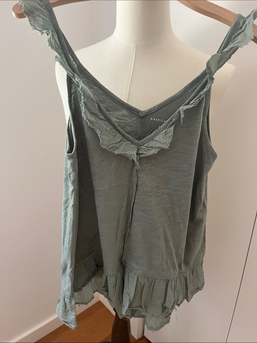 American Eagle Outfitters Sage Green Ruffled Camisole